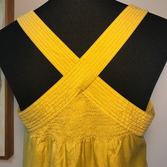 Anthropologie Floreat Mustard Yellow Tank Top Crochet Size 8 Sleeveless Blouse - Picture 7 of 11